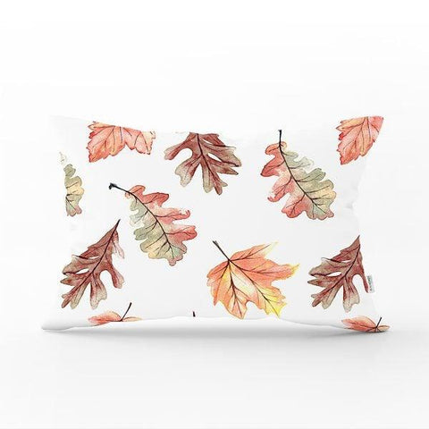 Fall Trend Pillow Cover|Rectangle Dry Leaves Cushion Case|Decorative Autumn Throw Pillow|Farmhouse Style Cushion Cover|Housewarming Pillow