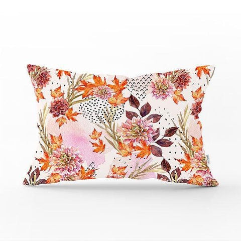 Fall Trend Pillow Cover|Rectangle Dry Leaves Cushion Case|Decorative Autumn Throw Pillow|Farmhouse Style Cushion Cover|Housewarming Pillow