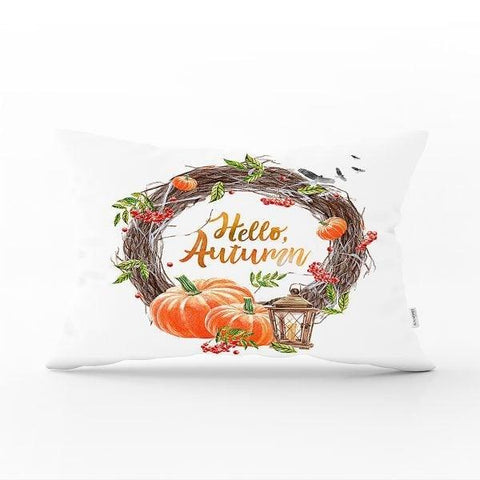 Fall Trend Pillow Cover|Rectangle Pumpkin Cushion Case|Yellow Orange Gray Pumpkin Throw Pillow|Farmhouse Style Thanksgiving Cushion Case