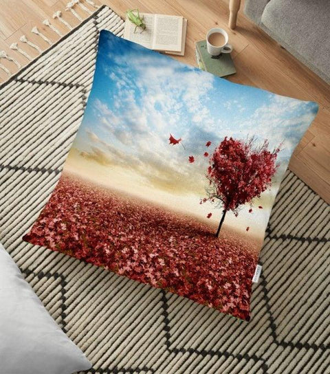 Fall Landscape Floor Pillow Cover|Autumn Floor Cushion Case|Floral Landscape Home Decor|Floor Cushion Cover|Digital Print Floor Cushion