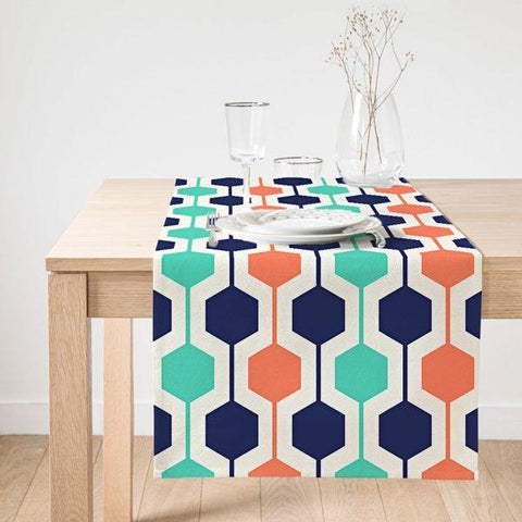 Abstract Geometric Table Runner|Decorative Table Runner|Colorful Pattern Suede Runner|High Quality Table Decor|Modern Style Table Runner