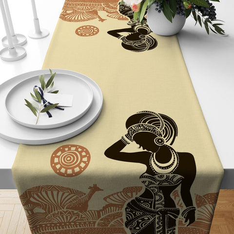 African Girl Table Runner|Authentic African Beauty Table Runner|Traditional African Decor|Ethnic Design Runner|African Style Tablecloth