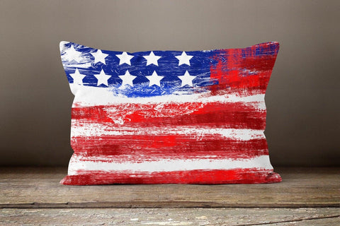 American Flag Pillow Cover|Rectangle USA Flag Cushion Case|Red White Blue Throw Pillow|Abstract American Flag Design|US Flag Pillow Sham