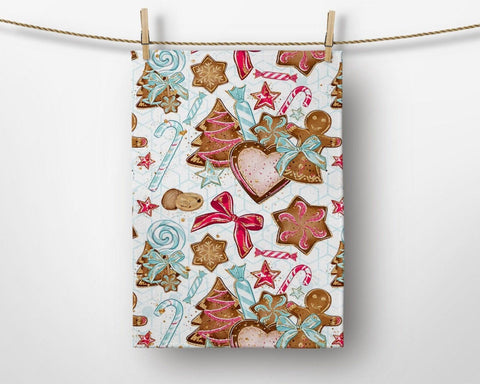 Christmas Kitchen Towel|Cute Snowman Dish Towel|Xmas Deer Print Hand Towel|Decorative Hand Towel|Xmas Cookies Tea Towel|Xmas Hand Towel