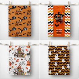 Halloween Kitchen Towel|Carved Pumpkin Dish Towel|Haunted House Hand Towel|Decorative Towel|Ghost Print Tea Towel|Autumn Trend Hand Towel