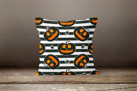 Halloween Pillow Case|Fall Trend Ghost Pillow|Autumn Cushion Case|Carved Pumpkin Throw Pillow|Trick or Treat Home Decor|Witch Broom Pillow