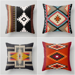 Rug Design Pillow Covers|Terracotta Southwestern Cushion Case|Decorative Aztec Print Ethnic Home Decor|Farmhouse Style Geometric Pillow Case