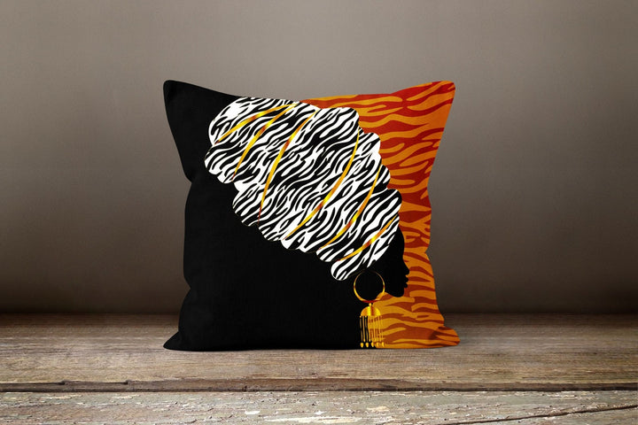 African Women Pillow Cover|Rustic Cushion Case|Decorative Cushion Cover|Ethnic Home Decor|Authentic Home Decor|Digital Print Cushion Cover
