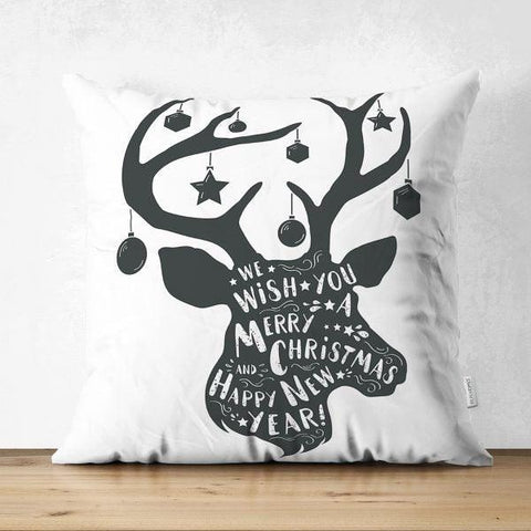 Christmas Pillow Cover|Christmas Deer Head Home Decor|Suede Winter Trend Pillow Top|Housewarming Xmas Gift Idea|Christmas Throw Pillow Cover