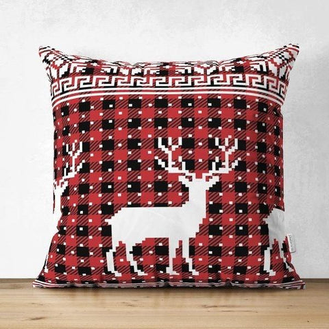 Christmas Pillow Cover|Christmas Deer Home Decor|Suede Winter Trend Pillow Top|Housewarming Xmas Gift Idea|Christmas Deer Throw Pillow Cover