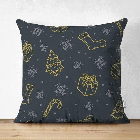 Winter Pillow Cover|Xmas Socks Cushion Case|Gift Box Throw Pillow|Xmas Tree Home Decor|Housewarming Xmas Cushion Case|Decorative Pillow Case