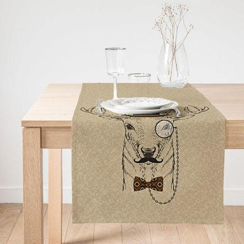 Christmas Table Runner|Winter Trend Table Top|Merry Christmas Home Decor|Xmas Table Decor|Xmas Deer Head Tablecloth|Christmas Kitchen Decor