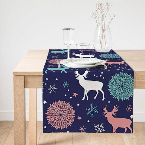 Winter Trend Table Top|Christmas Table Runner|Christmas Deer Home Decor|Xmas Table Decor|Farmhouse Style Tablecloth|Christmas Kitchen Decor
