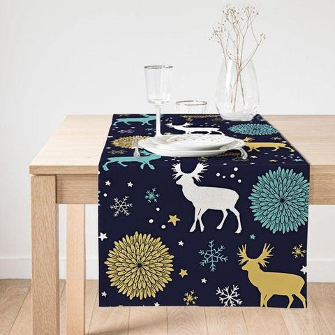 Winter Trend Table Top|Christmas Table Runner|Christmas Deer Home Decor|Xmas Table Decor|Farmhouse Style Tablecloth|Christmas Kitchen Decor