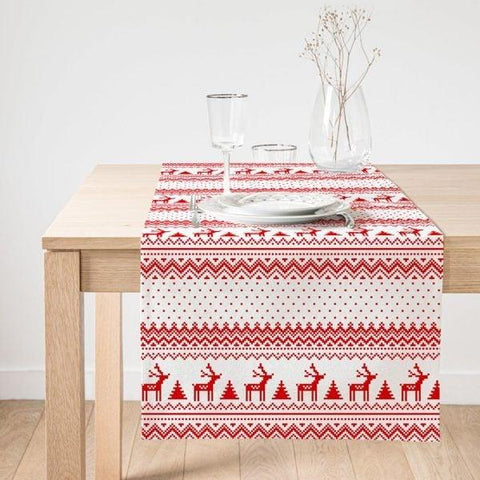 Christmas Table Runner|Winter Trend Table Top|Merry Christmas Home Decor|Xmas Deer Decor|Farmhouse Style Tablecloth|Christmas Kitchen Decor