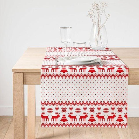 Christmas Table Runner|Winter Trend Table Top|Merry Christmas Home Decor|Xmas Deer Decor|Farmhouse Style Tablecloth|Christmas Kitchen Decor