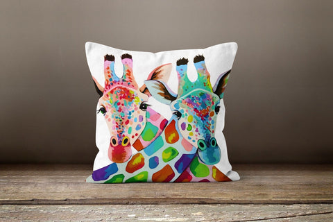 Animals Pillow Cover|Giraffe and Cat Throw Pillow Case|Floral Deer Pillow|Peacock Cushion Case|Animal Print Pillow|Farmhouse Style Pillow