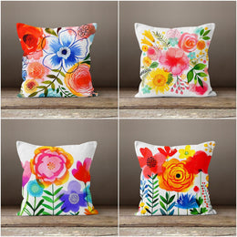 Floral Pillow Cover|Summer Cushion Case|Decorative Outdoor Throw Pillow|Boho Bedding Decor|Housewarming Gift|Farmhouse Lumbar Pillow Cover