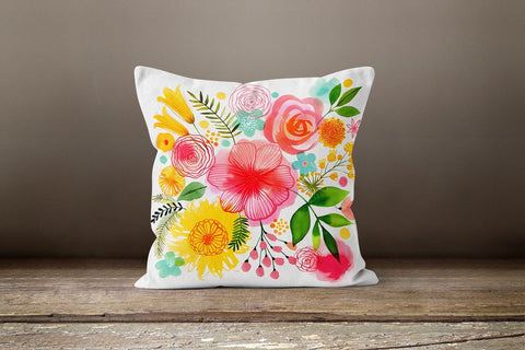 Floral Pillow Cover|Summer Cushion Case|Decorative Outdoor Throw Pillow|Boho Bedding Decor|Housewarming Gift|Farmhouse Lumbar Pillow Cover