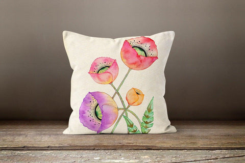 Red Poppy Pillow Covers|Red Floral Cushion Cases|Decorative Poppy Throw Pillow|Boho Bedding Decor|Farmhouse Style Housewarming Pillow Cases