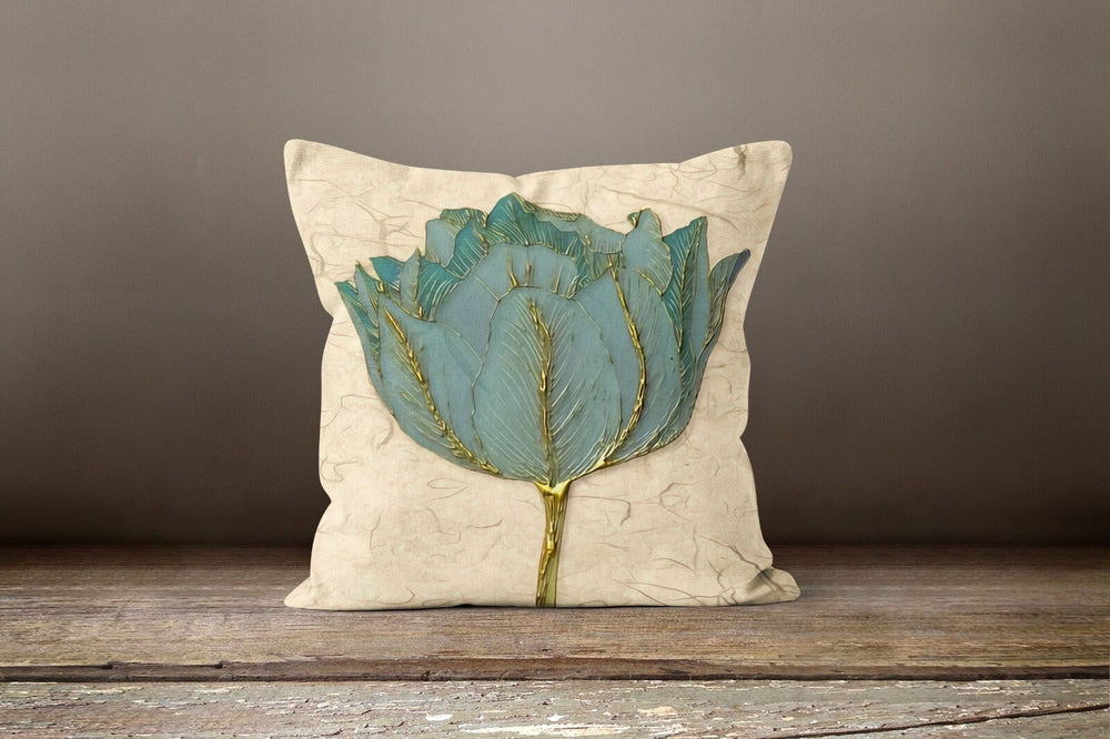 Bluish Floral Pillow Cover|Summer Trend Pillow Case|Decorative Throw Pillow Case|Turquoise Home Decor|Farmhouse Style Turquoise Pillow Cover