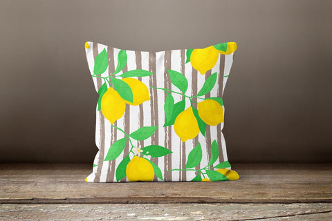 Floral Lemons Pillow Cover|Decorative Authentic Lemon Tree Cushion|Mandarin Home Decor|Housewarming Yellow Citrus|Farmhouse Floral Pillow