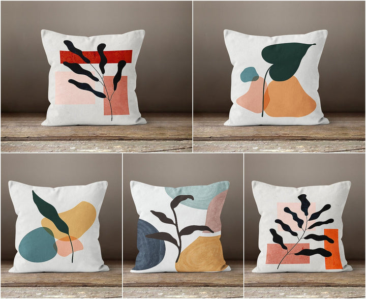 Abstract Leaves Pillow Case|Onedraw Cushion Covers|Modern Decorative  Style Pillow Case|Leaves and Stones Cushion Case|Digital Plant Drawing
