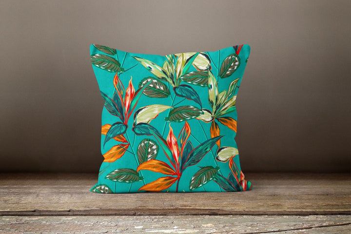 Plants Pillow Cover|Green Leaves Cushion Case|Striped Leaves Decor|Decorative Pillow Case|Boho Bedding Decor|Housewarming Palm Tree Pillow