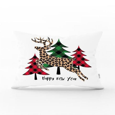 Christmas Pillow Cover|Christmas Tree Home Decor|Rectangle Winter Pillow Top|Housewarming Xmas Gift Idea|Christmas Deer Throw Pillow Cover