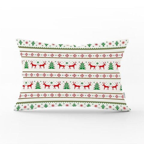 Christmas Pillow Cover|Christmas Tree Home Decor|Rectangle Winter Pillow Top|Housewarming Xmas Gift Idea|Christmas Deer Throw Pillow Cover