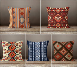 Rug Design Pillow Covers|Terracotta Southwestern Cushion Case|Decorative Pillow Top|Aztec Home Decor|Farmhouse Decor|Geometric Pillowcase