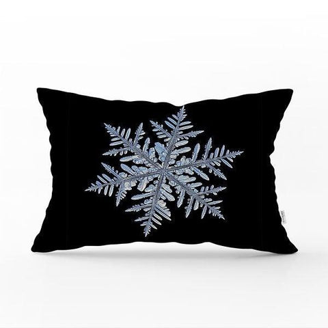 Snowflake Pillow Cover|Winter Home Decor|Rectangle Winter Cushion Case|Housewarming Gift|Decorative Snowflake Throw Pillow|Geometric Pillow