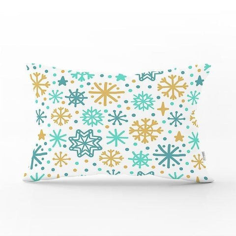 Snowflake Pillow Cover|Winter Home Decor|Rectangle Winter Cushion Case|Housewarming Gift|Decorative Snowflake Throw Pillow|Geometric Pillow