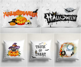 Halloween Pillow Case|Haunted House Pillow Cover|Cat with Witch Hat|Happy Halloween Throw Pillow|Trick or Treat|Carved Pumpkin Pillow Sham