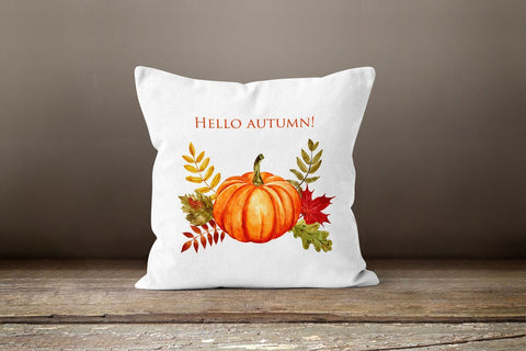 Fall Trend Pillow Cover|Orange Green Gray Pumpkin Throw Pillow Top|Autumn Cushion Case|Hello Autumn Cushion Case|Farmhouse Style Pillow Top