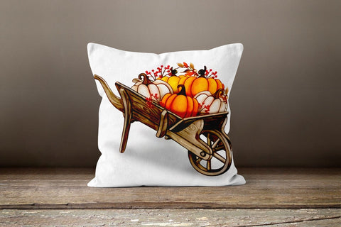 Fall Trend Pillow Cover|Pumpkin Throw Pillow Top|Autumn Cushion Case|Pumpkin Carriers Home Decor|Housewarming Farmhouse Style Pillow Cover