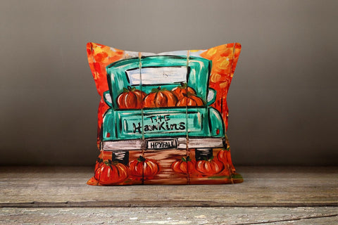 Fall Trend Pillow Cover|Pumpkin Throw Pillow Top|Autumn Cushion Case|Pumpkin Carriers Home Decor|Housewarming Farmhouse Style Pillow Cover