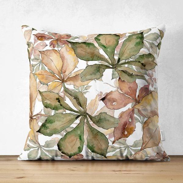 Fall Trend Pillow Cover|Suede Autumn Cushion Case|Pale Color Leaves Throw Pillow|Decorative Pillow Case|Farmhouse Thanksgiving Pillow Cover