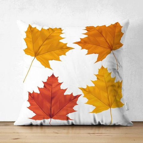 Fall Trend Pillow Cover|Suede Autumn Cushion Case|Orange Yellow Leaves Throw Pillow|Decorative Pillow Case|Farmhouse Thanksgiving Pillow