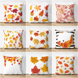 Fall Trend Pillow Cover|Suede Autumn Cushion Case|Orange Yellow Leaves Throw Pillow|Decorative Pillow Case|Farmhouse Thanksgiving Pillow