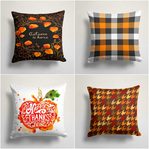 Fall Trend Pillow Cover|Pumpkin Throw Pillow Top|Happy Thanksgiving Cushion Case|Autumn is Here|Housewarming Farmhouse Style Pillow Cover