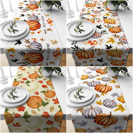 Fall Trend Table Runner|Orange and Gray Pumpkin Table Runner|Hello Autumn Home Decor|Farmhouse Tabletop|Housewarming Pumpkin Table Runner