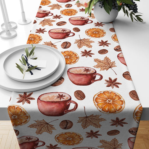 Fall Trend Table Runner|Pumpkin Table Runner|Leaves and Pumpkins Home Decor|Farmhouse Style Tabletop|Housewarming Pumpkin Table Runner