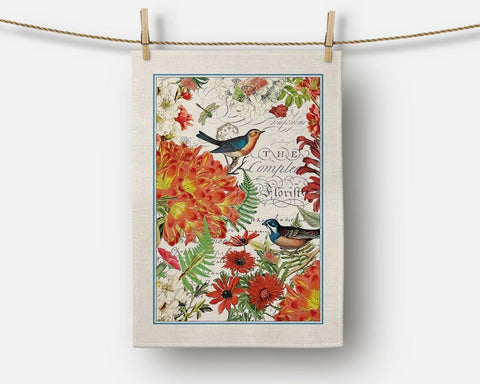 Fall Trend Kitchen Towel|Floral Bird Dish Towel|Pumpkin Print Hand Towel|Decorative Tea Towel|Rooster Tea Towel|Autumn Trend Hand Towel