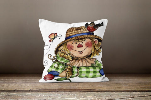 Fall Trend Pillow Cover|Garden Scarecrow Throw Pillow|Autumn Time Cushion Case|Pumpkin, Sunflower Cushion Cover|Farmhouse Style Pillow Top