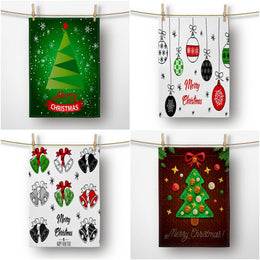 Christmas Kitchen Towel|Merry Christmas Dish Towel|Xmas Ornaments Hand Towel|Decorative Hand Towel|Xmas Tree Tea Towel|Xmas Gift Hand Towel