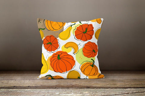 Fall Trend Pillow Cover|Floral Pumpkin Throw Pillow Top|Autumn Cushion Case|Pumpkin and Sunflower Decor|Housewarming Farmhouse Pillow Cover