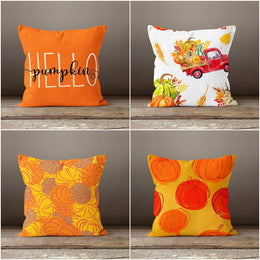 Fall Trend Pillow Cover|Hello Pumpkin Throw Pillow Top|Autumn Cushion Case|Pumpkin Harvest Decor|Housewarming Farmhouse Living Room Pillow
