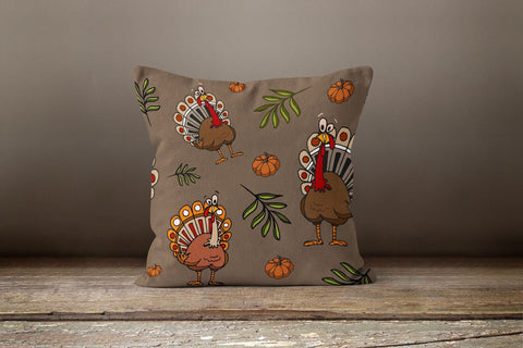 Thanksgiving Pillow Cover|Fall Trend Cushion Case|Turkey Throw Pillow Top|Pumpkin and Turkey Cushion|Housewarming Autumn Acorn Pillow Top