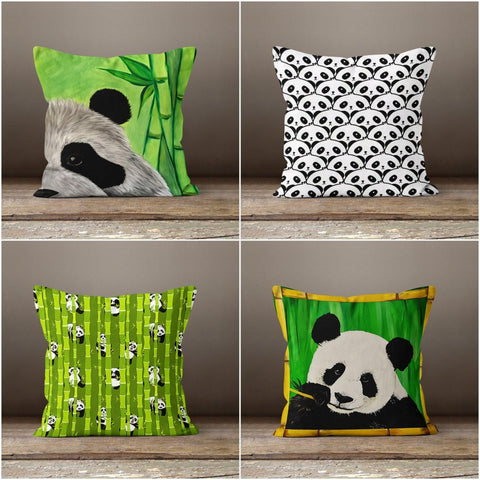 Cute Panda Print Green Pillow Cover - Akasia